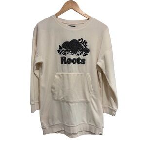 2/$25 Roots Canada Off-White Fleece Long-Sleeve Sweatshirt Full Pocket